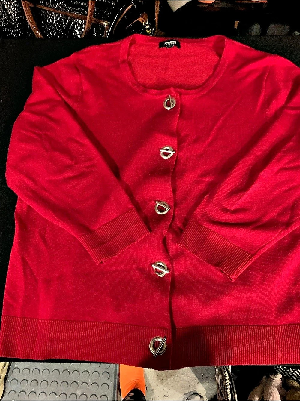 Premise Studio Button-Front Cardigan in Red Size XL